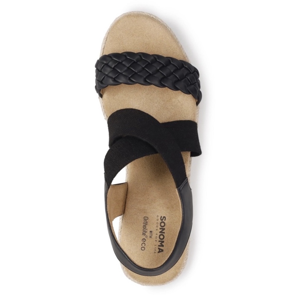 🆕 Women’s Sonoma Ortholite Eco Black Braided Espadrille Wedge Sandals - Picture 6 of 16